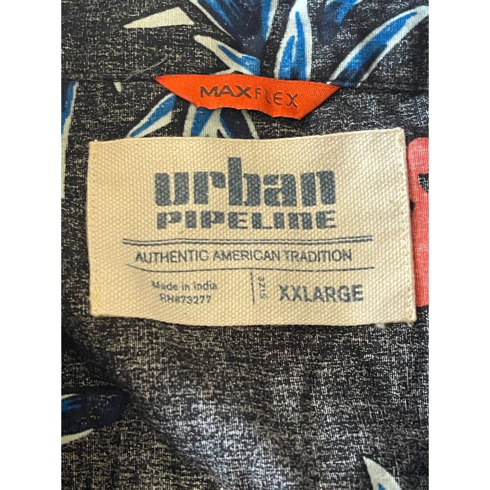 Urban Pipeline Shirt Mens XXL Black Floral Hawaiian Cotton Aloha Beach Casual - Picture 3 of 8